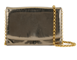 Flap Chain Bag, Leather, Gold, BA210647, 1*